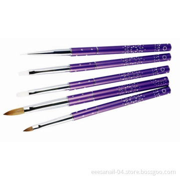 Purple Metal Short Handle ,Kolinsky Sable Nail Application Brush Set
